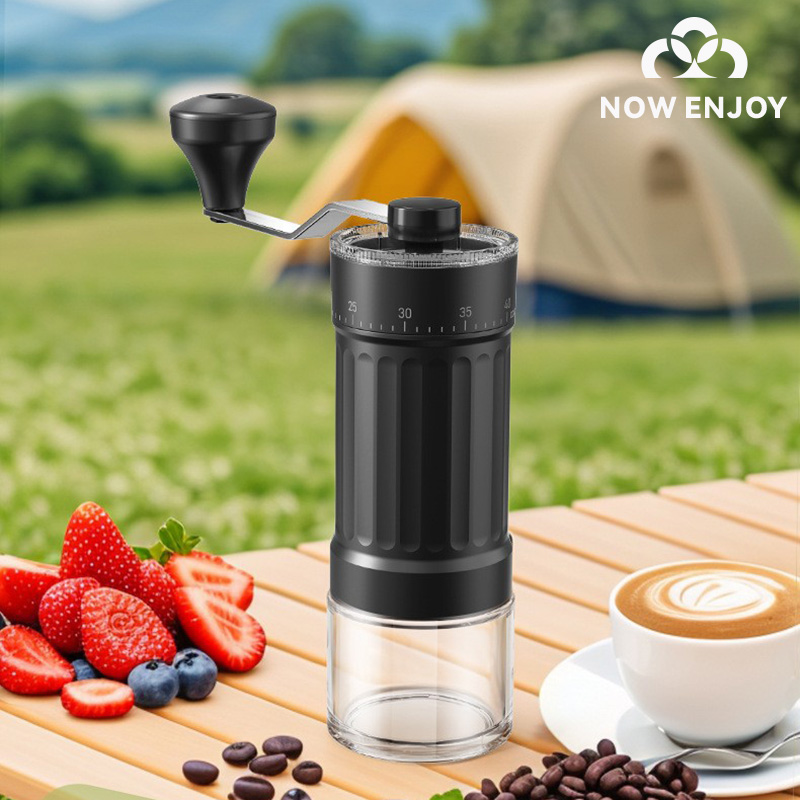 Burr Hand Grinder - 手動コーヒーグラインダーを今すぐお楽しみください。40段階の調整可能な設定、ステンレス製の円錐形刃、エスプレッソやプアオーバー用のハンドクランク付き。