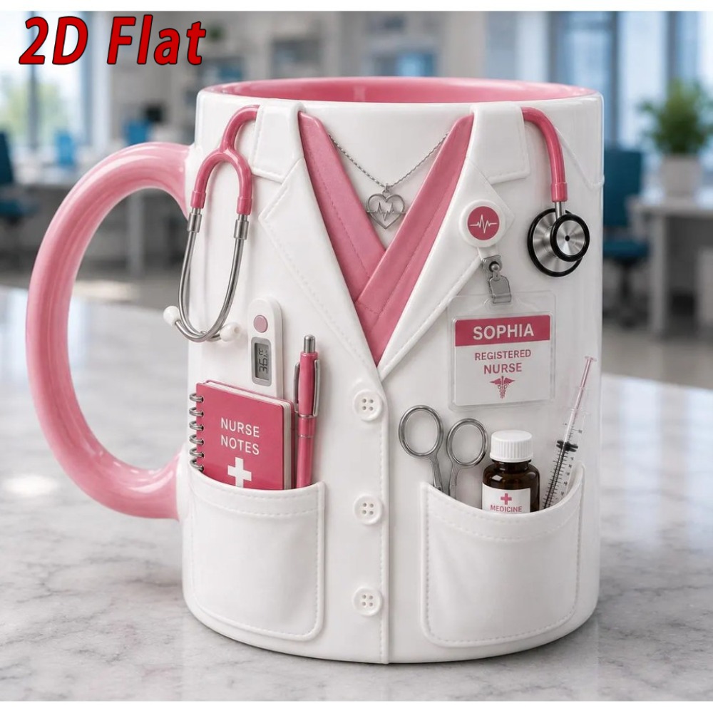 Coffee Tea Name - カスタムネームナースマグ 11オンス セラミックコーヒーカップ 聴診器柄 2Dプリント入り パーソナライズギフト