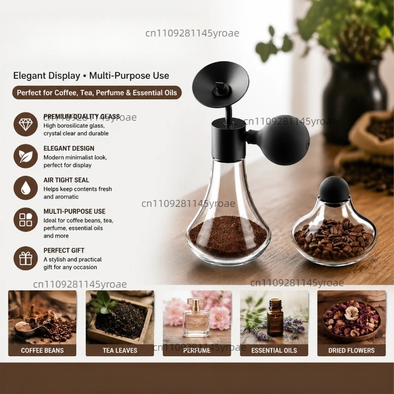 Coffee Tea & Espresso Appliances - ガラス製アロマサンプルボトル コーヒー豆 茶 香水 エッセンシャルオイル ディスプレイジャー