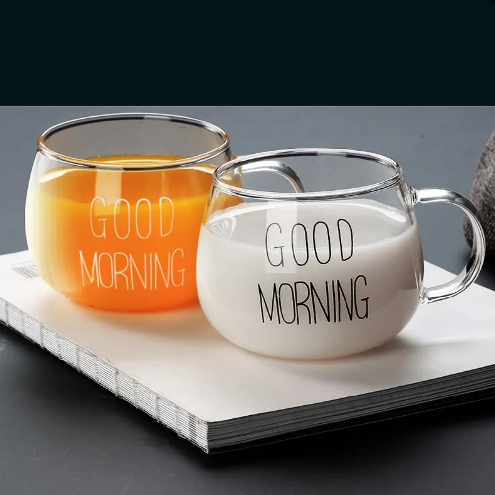 Coffee Tea Name - 1pc クリエイティブガラスコーヒーティーカップ 350 ミリリットルレタープリントマグドリンクデザート朝食ミルクカップガラスマグハンドル箸置き