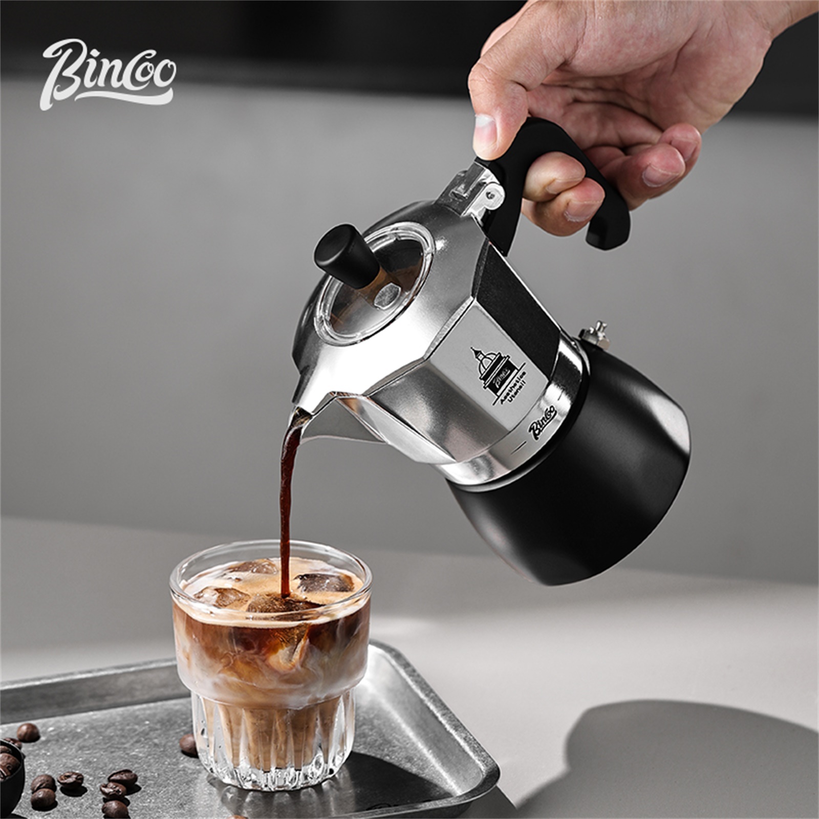 Moka Pot Stove - BINCOO ダブルバルブモカポット、エスプレッソ抽出コーヒーメーカー、ポータブルホームマシンモカポット、屋外使用バリスタアクセサリー