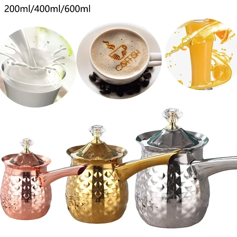 Barista Milk Jug - ステンレス製の頑丈なコーヒーポット、ミルク泡立てピッチャー、コンテナー、ポット、greek、dubai、ウォーマー、ibrik、1個