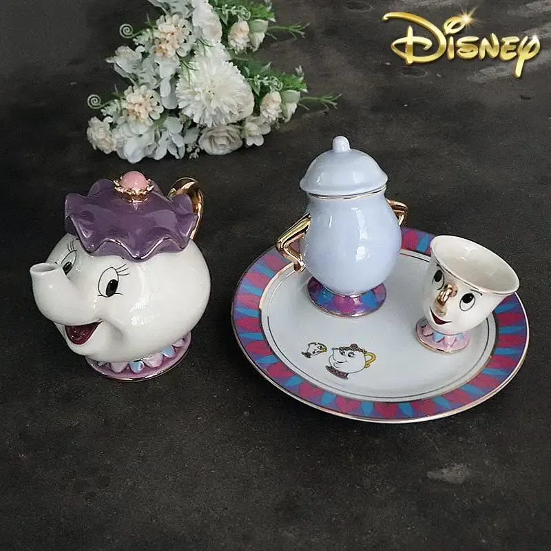 Coffee Tea And Sugar Set - ホットティーポット漫画美女と野獣コーヒーポットマグカップミセスポッツチップカップティーカップポットワンティーセットドロップシッピングキュートギフト