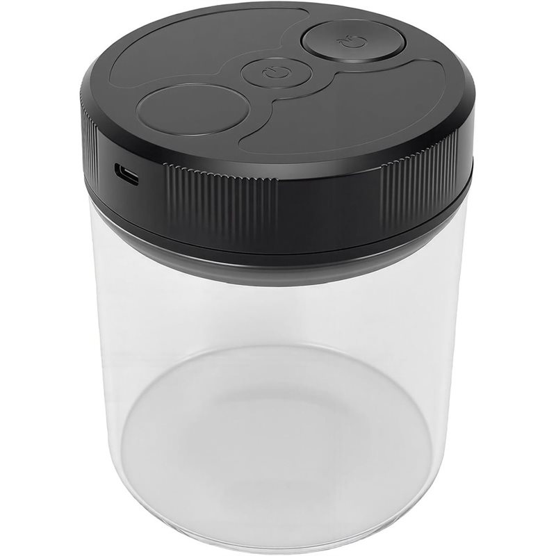 Coffee Tea Sugar - 自動真空式コーヒー缶 700ml、耐熱ガラス製、コーヒー豆、紅茶、砂糖の保存に最適、密閉性抜群。