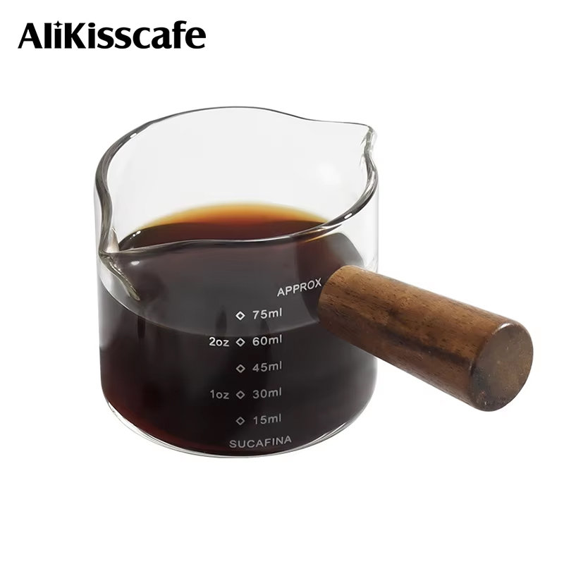Barista Milk Jug - エスプレッソグラス,バリスタツールアクセサリー,フィルター付き抽出水差し,ミルクラテ,75ml, 100ml
