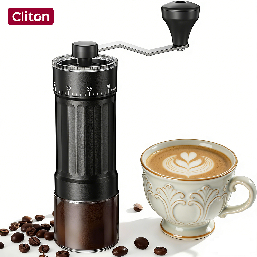 Burr Hand Grinder - 外部調整可能な円錐形刃、取り外し可能な屋外用ポータブルコーヒーミル、目盛り付き手動コーヒーグラインダー