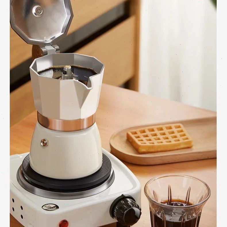 Moka Pot Stove - 丸底モカポット シングルバルブ 小型家庭用コーヒーメーカー ドリップコーヒーメーカーセット エスプレッソ器具