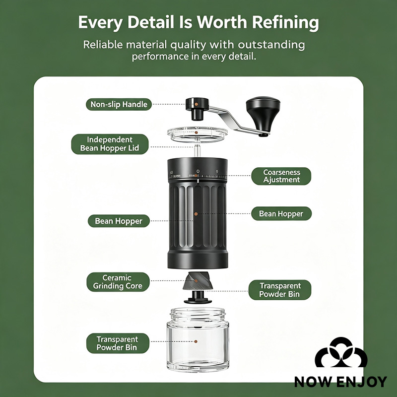 手動コーヒーグラインダーを今すぐお楽しみください。40段階の - Burr Hand Grinder のレビューと価格