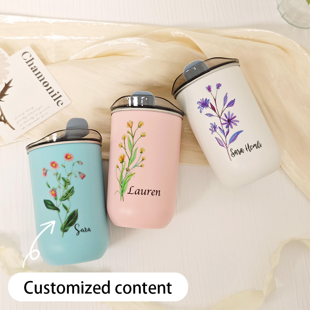 カスタムバースフラワー ステンレススチールタンブラー フリッ - Coffee Tea Name のレビューと価格
