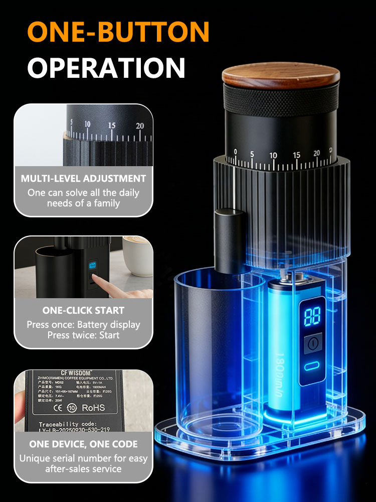 ポータブル電動コーヒーグラインダー、充電式ステンレス製六芒星 - Burr Hand Grinder のレビューと価格