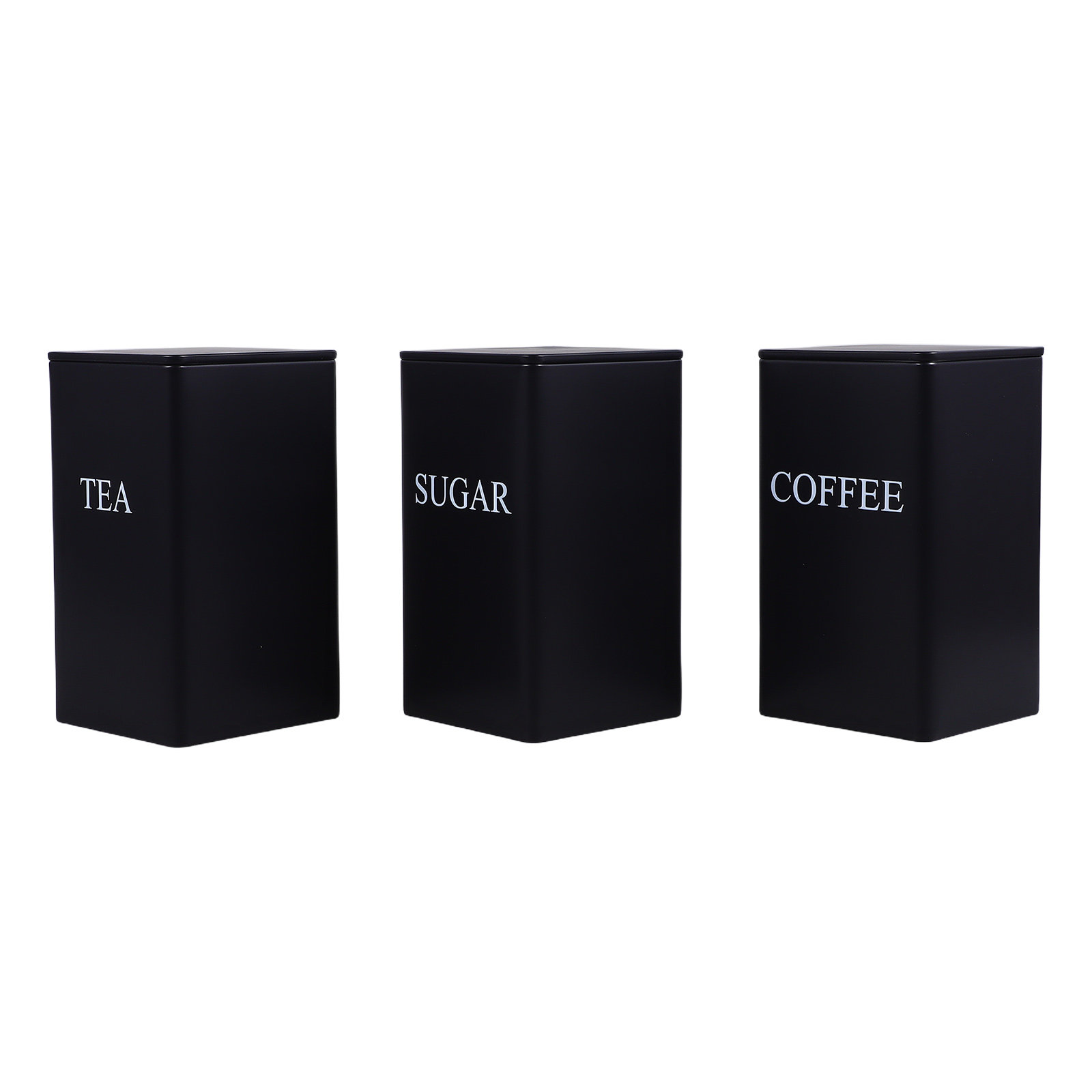 3個入り、キッチン収納用金属製キャニスター、黒色、コーヒー、 - Coffee Tea Sugar のレビューと価格
