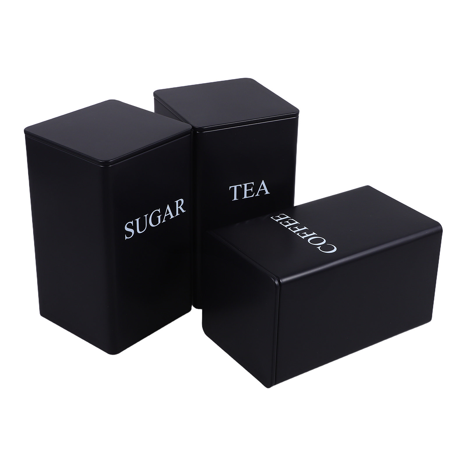 3個入り、キッチン収納用金属製キャニスター、黒色、コーヒー、 - Coffee Tea Sugar のレビューと価格