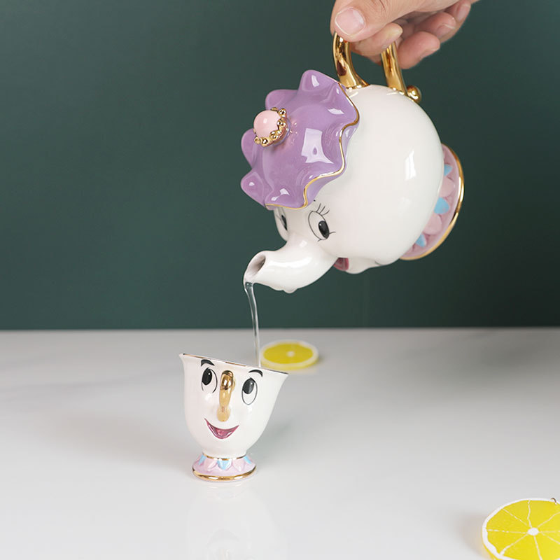 在庫ありのかわいい漫画風美女と野獣のティーポット、コーヒーポ - Coffee Tea And Sugar Set のレビューと価格