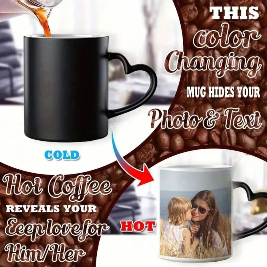 カスタマイズされたコーヒーカップ、熱感変色ディスプレイ画像付 - Coffee Tea Images のレビューと価格