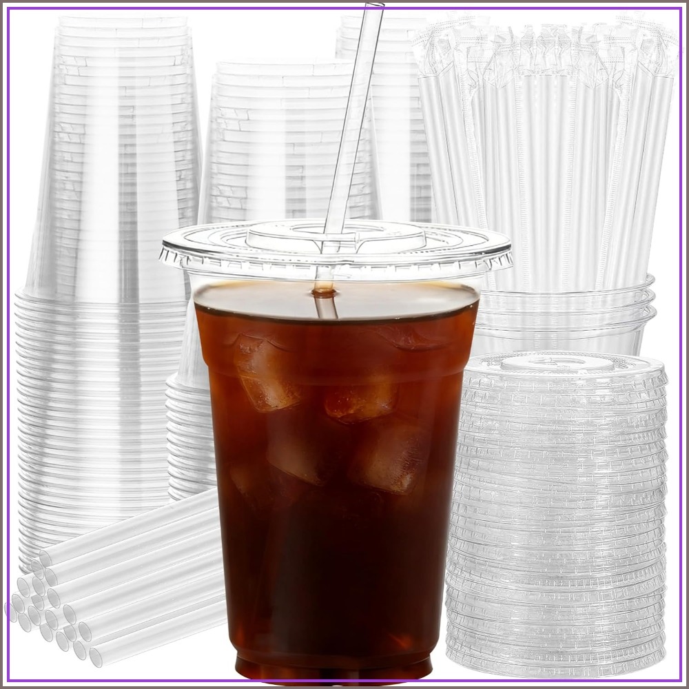 50個入り 16オンス使い捨てカップ 蓋とストロー付き -  - Coffee Tea Images のレビューと価格