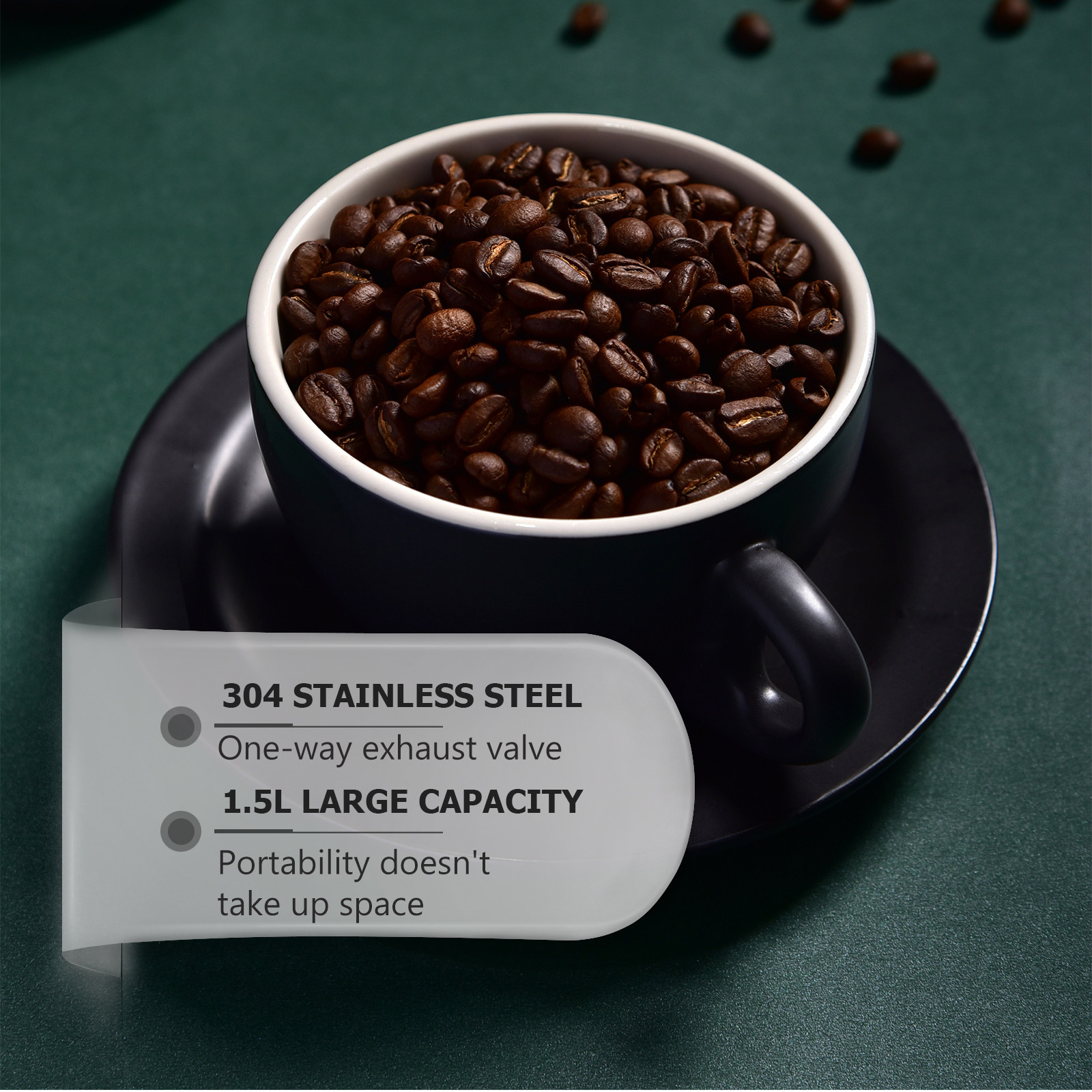 コーヒー豆用保存容器1個。ステンレス製で密閉性が高く、湿気を - Coffee Tea Sugar のレビューと価格