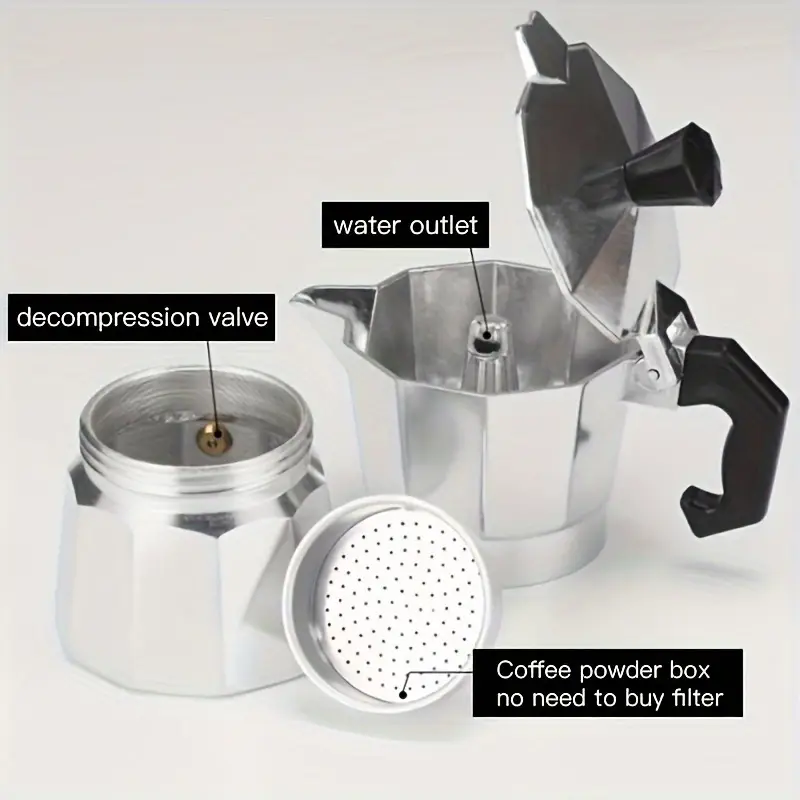 クラシックなアルミ製モカポット 50-300ML 家庭用コン - Moka Pot Stove のレビューと価格