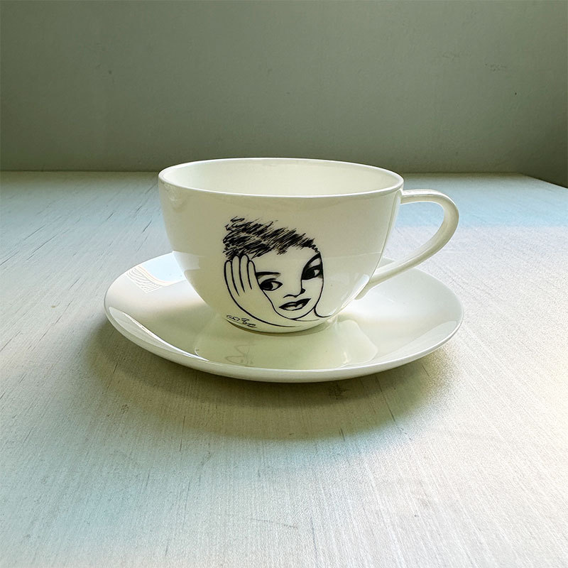 陶器製カップ 手描きキャラクター画像 ホームオフィス コーヒ - Coffee Tea Images のレビューと価格