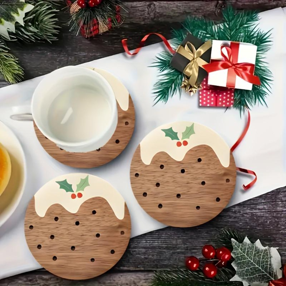 木製カップコースターセット プリン型 耐熱カップマット コー - Coffee Tea And Sugar Set のレビューと価格