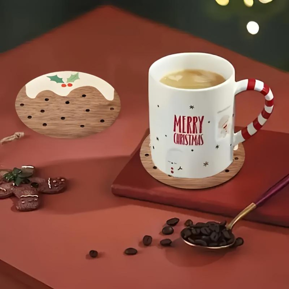 木製カップコースターセット プリン型 耐熱カップマット コー - Coffee Tea And Sugar Set のレビューと価格