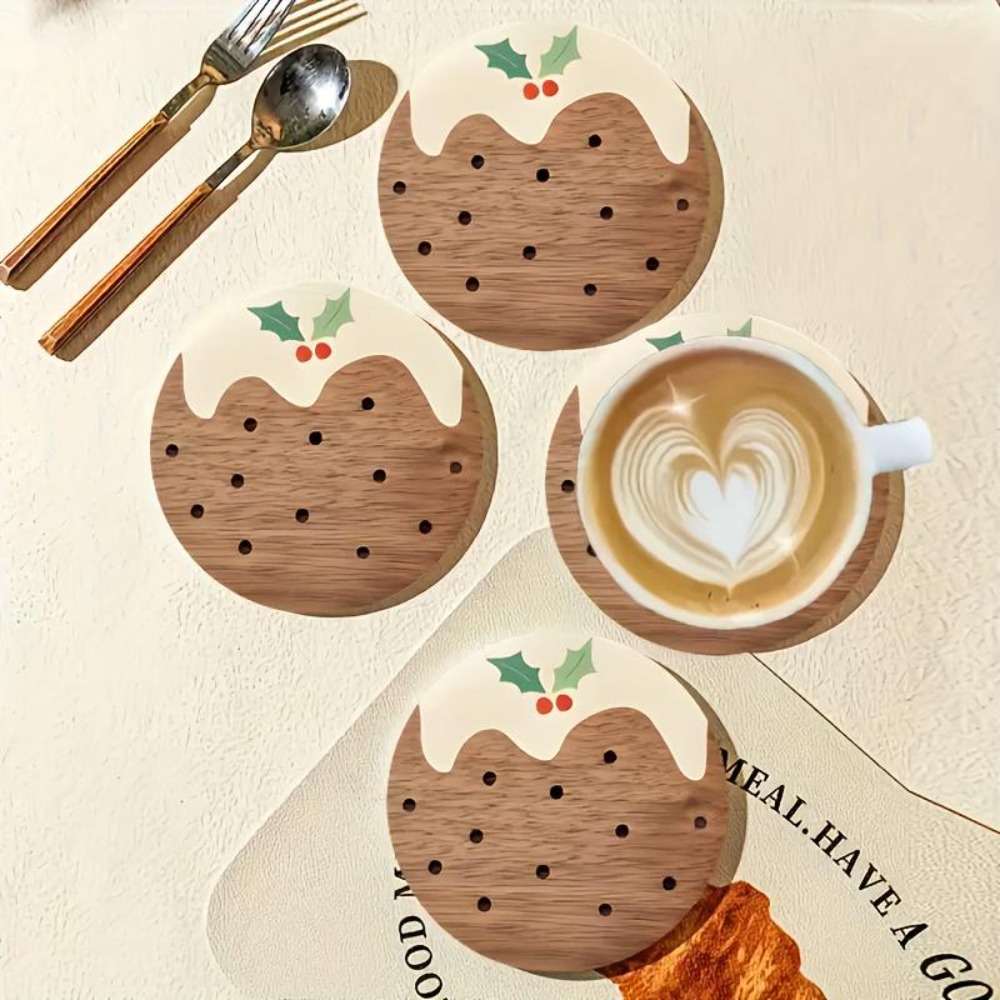 木製カップコースターセット プリン型 耐熱カップマット コー - Coffee Tea And Sugar Set のレビューと価格