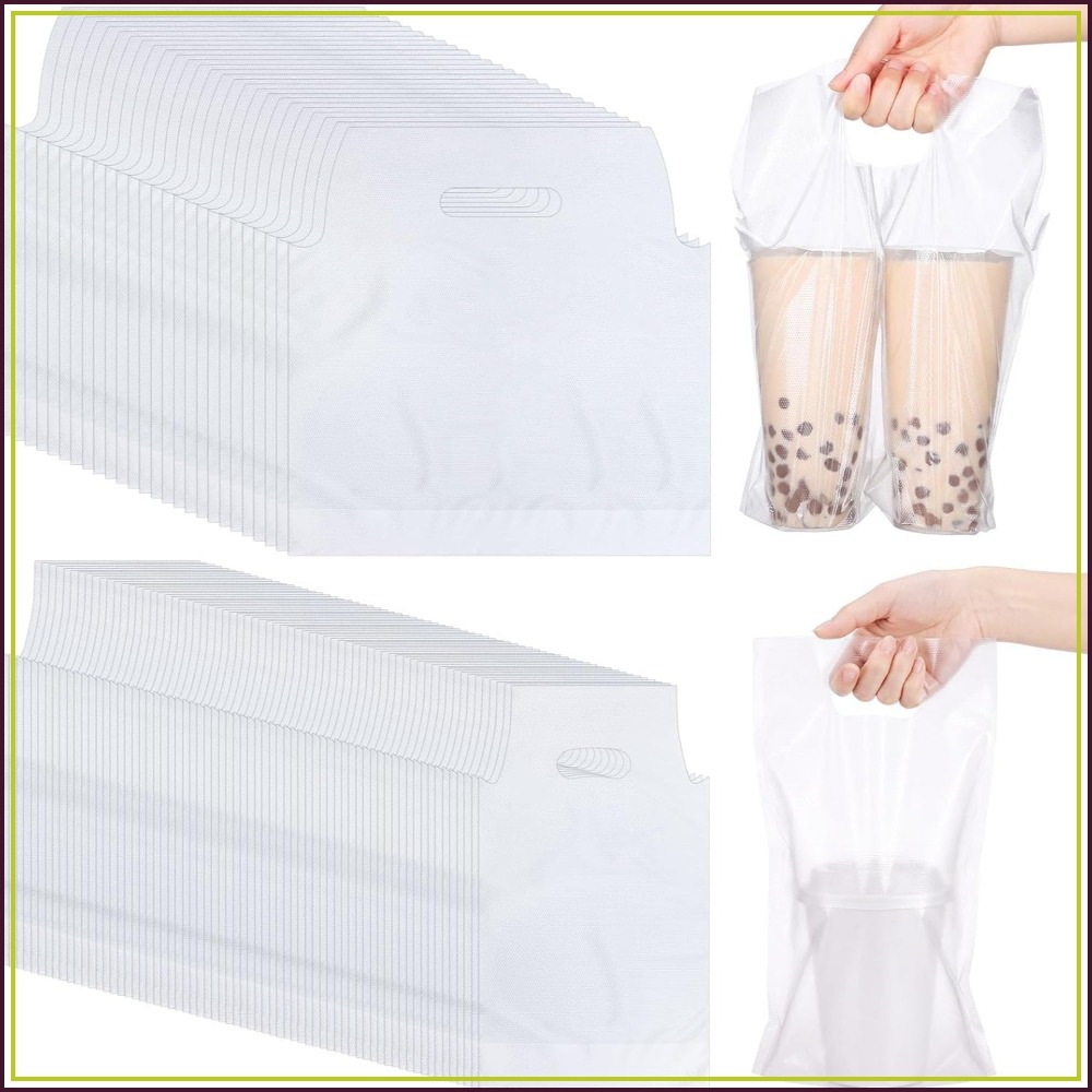 200枚入り透明プラスチックカップキャリアバッグ、1～2カッ - Coffee Tea Images のレビューと価格