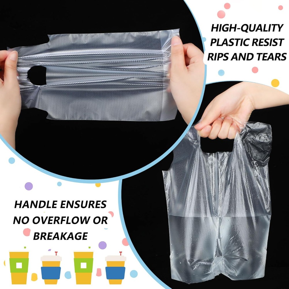 200枚入り透明プラスチックカップキャリアバッグ、1～2カッ - Coffee Tea Images のレビューと価格