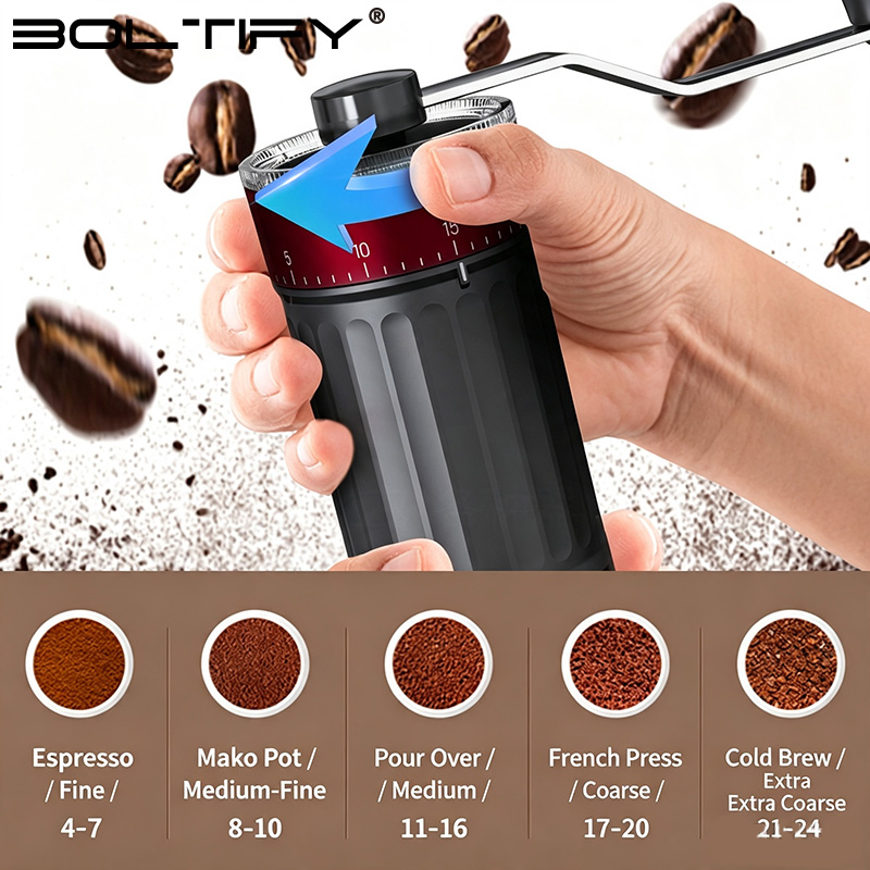 BOLTIFY ハイQ調整可能粗細手動コーヒーグラインダー  - Burr Hand Grinder のレビューと価格