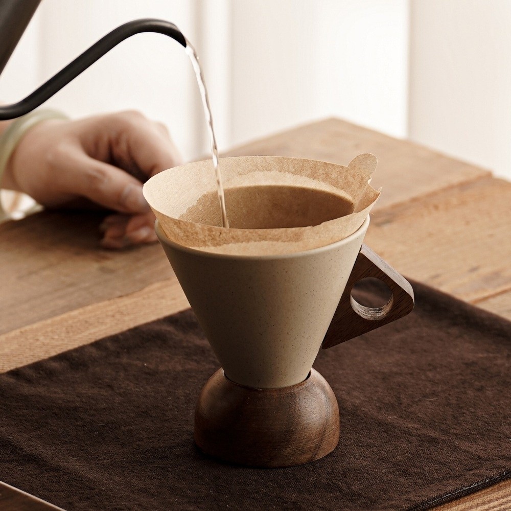 粗陶三角コーンカップ レトロスタイル木製ベース ヴィンテージ - Xbloom Coffee Tea のレビューと価格