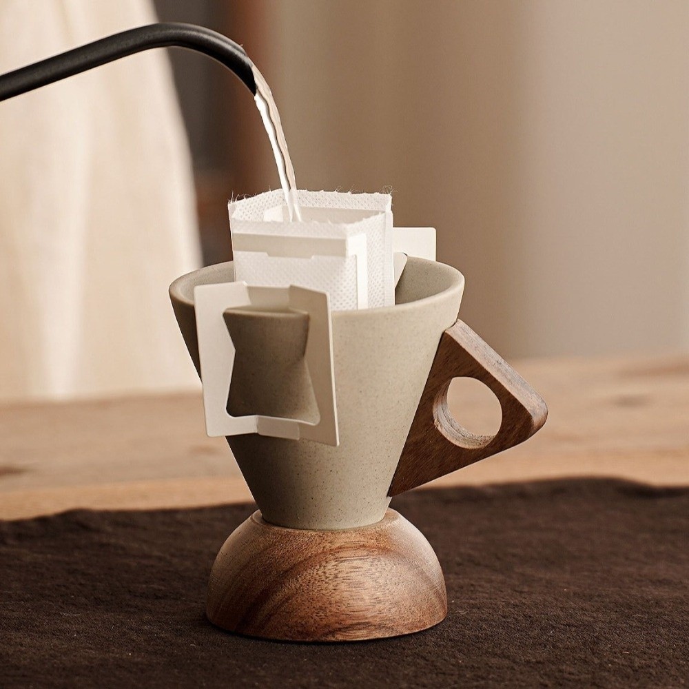 粗陶三角コーンカップ レトロスタイル木製ベース ヴィンテージ - Xbloom Coffee Tea のレビューと価格