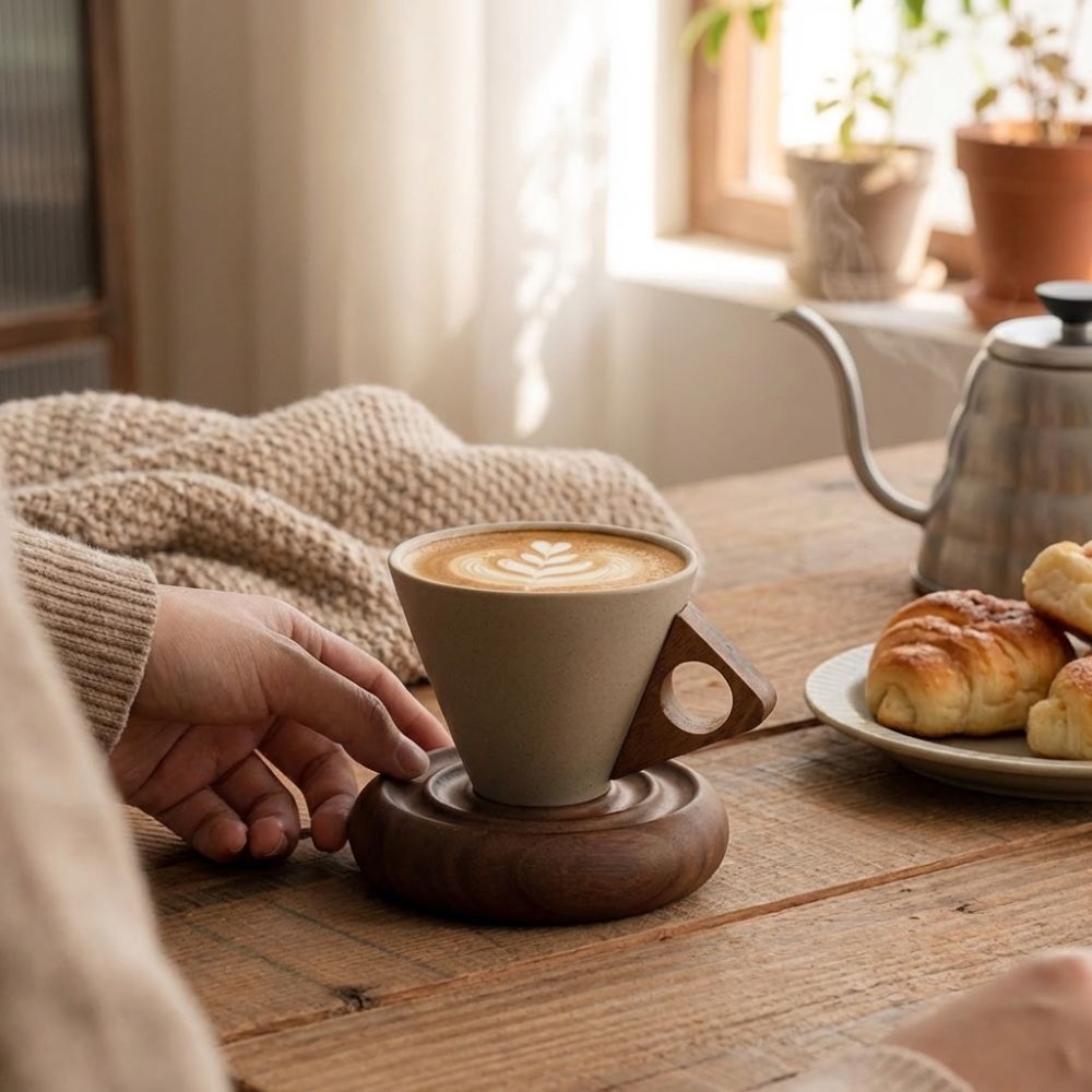 粗陶三角コーンカップ レトロスタイル木製ベース ヴィンテージ - Xbloom Coffee Tea のレビューと価格