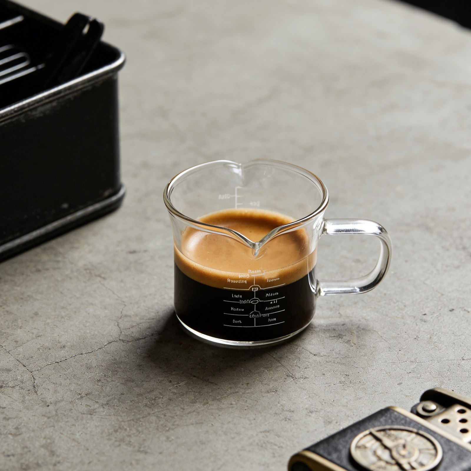 二重注ぎ口付きのガラス製計量カップ 100ml。エスプレッソ - Coffee Tea With Milk のレビューと価格