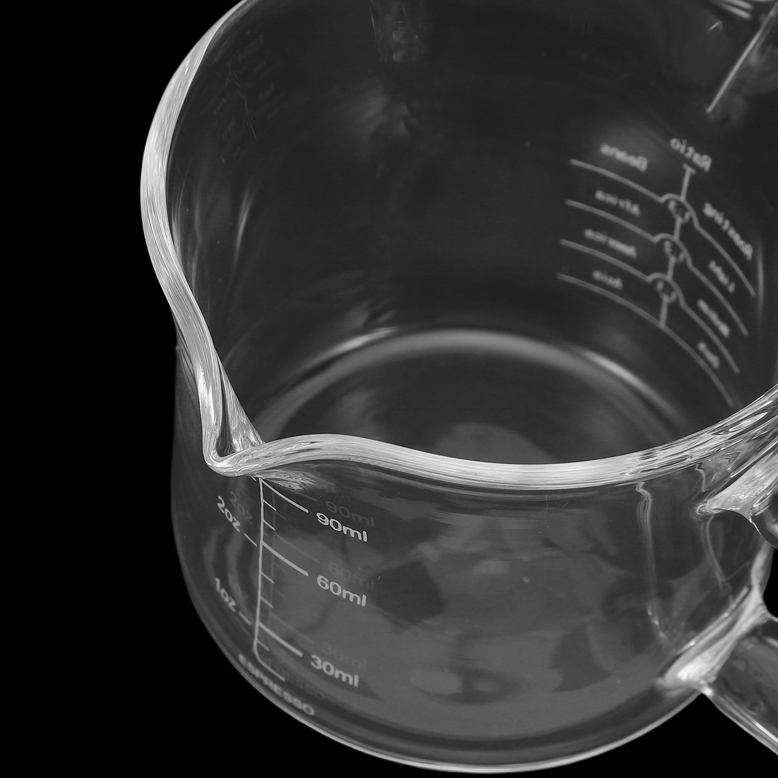 二重注ぎ口付きのガラス製計量カップ 100ml。エスプレッソ - Coffee Tea With Milk のレビューと価格