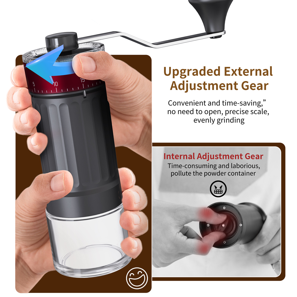外部調整可能な円錐形刃、取り外し可能な屋外用ポータブルコーヒ - Burr Hand Grinder のレビューと価格